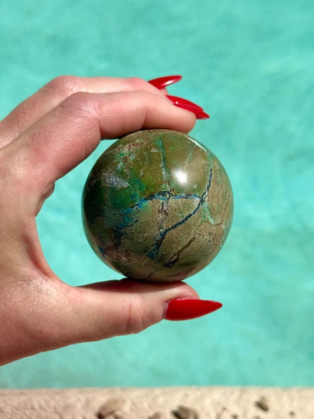 AAA Peruvian Chrysocolla Earthy Green Copper Mineral Crystal Sphere